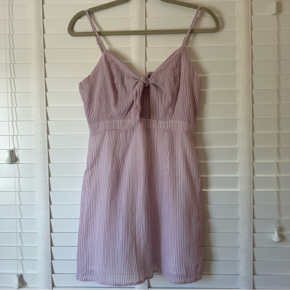 Wild Honey Dress Mini Pink White Lavender Pinstripe Sleeveless Keyhole Small